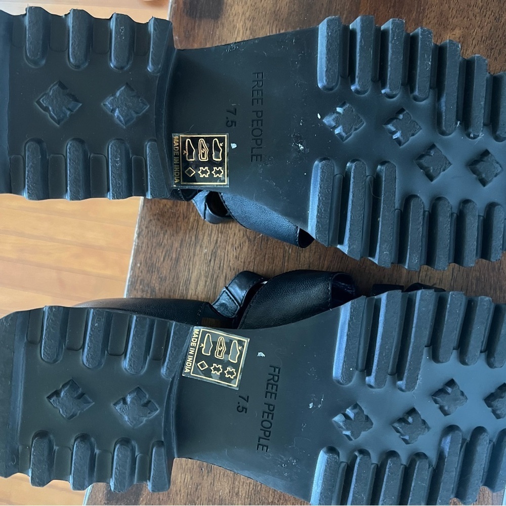 Free People Black Strappy Chunky Fisherman Sandals - Picture 9 of 14